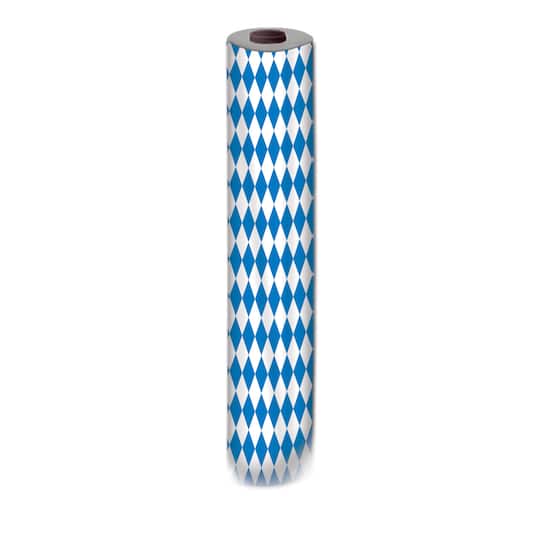 Beistle 40" x 100ft. Blue & White Oktoberfest Plastic Table Roll